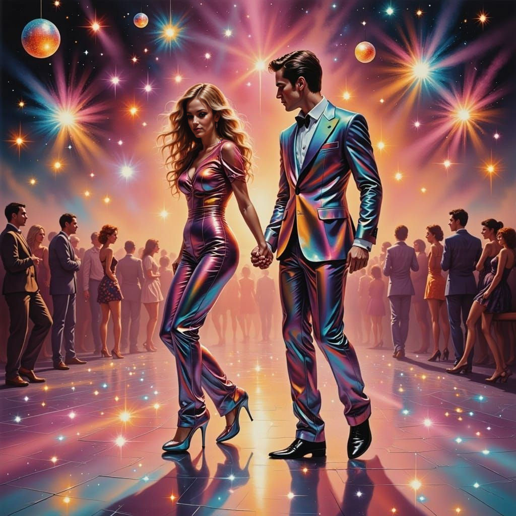 A Disco Couple Dancing Together in Style