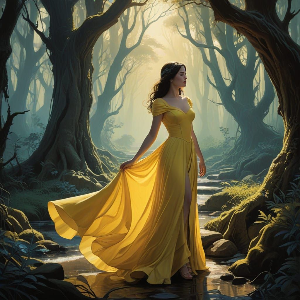 Whimsical Woodland Scene in Enchanted Matte Painting Style