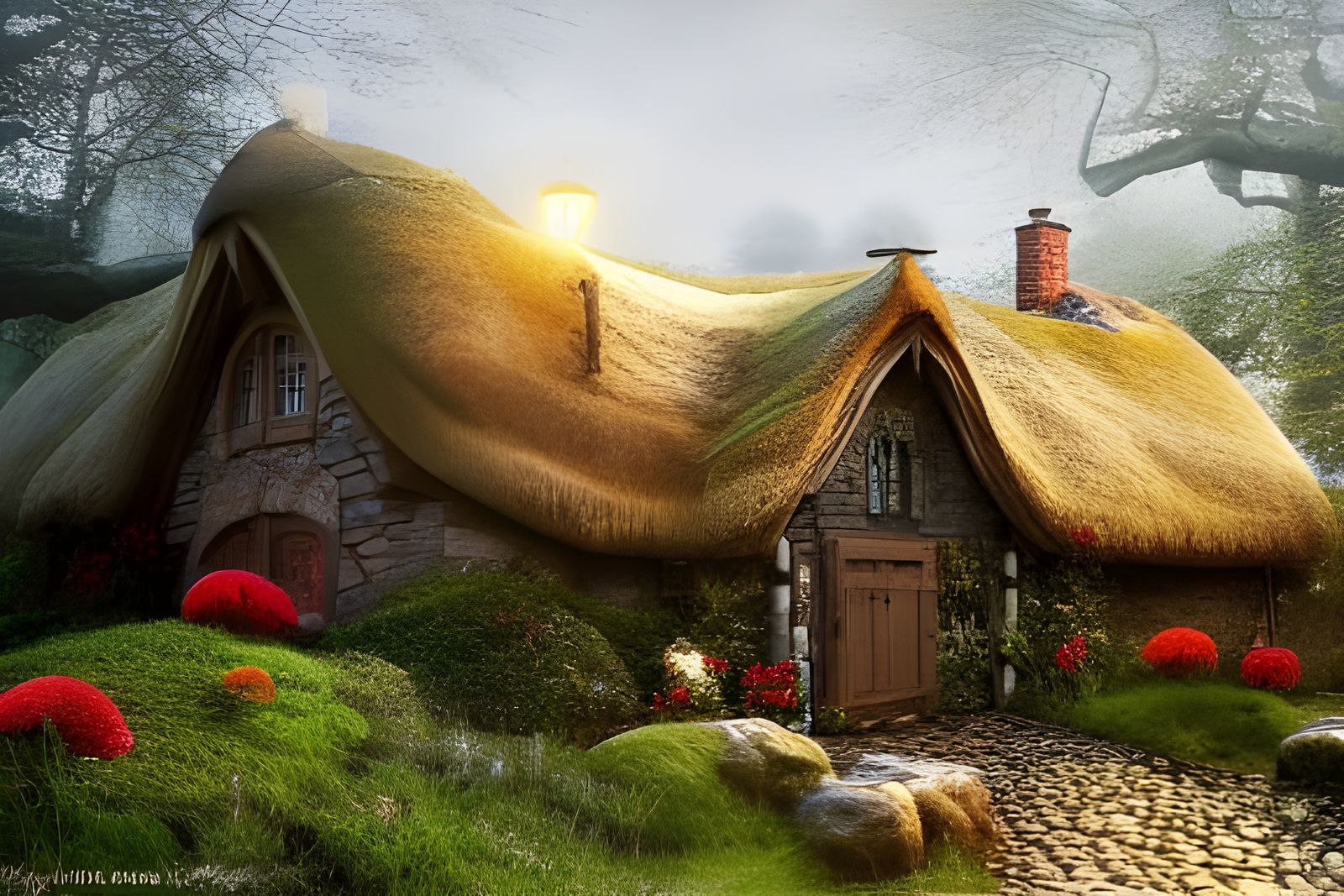 Fairytale Cottage and Gardens in Detailed Matte Painting