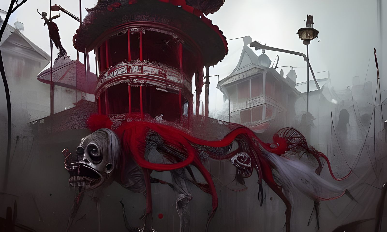 Creepy Circus Scene in Horror Fantasy Art Style