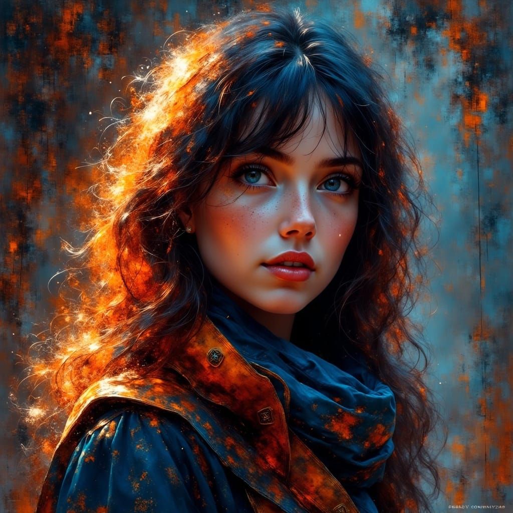Hyperdetailed Concept Art Portrait in Triadic Colors