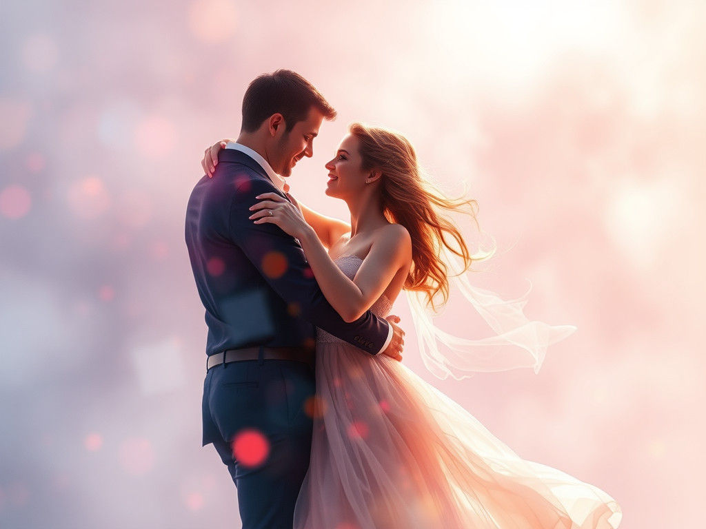 Ethereal Couple Dancing: Watercolour Oil Painting