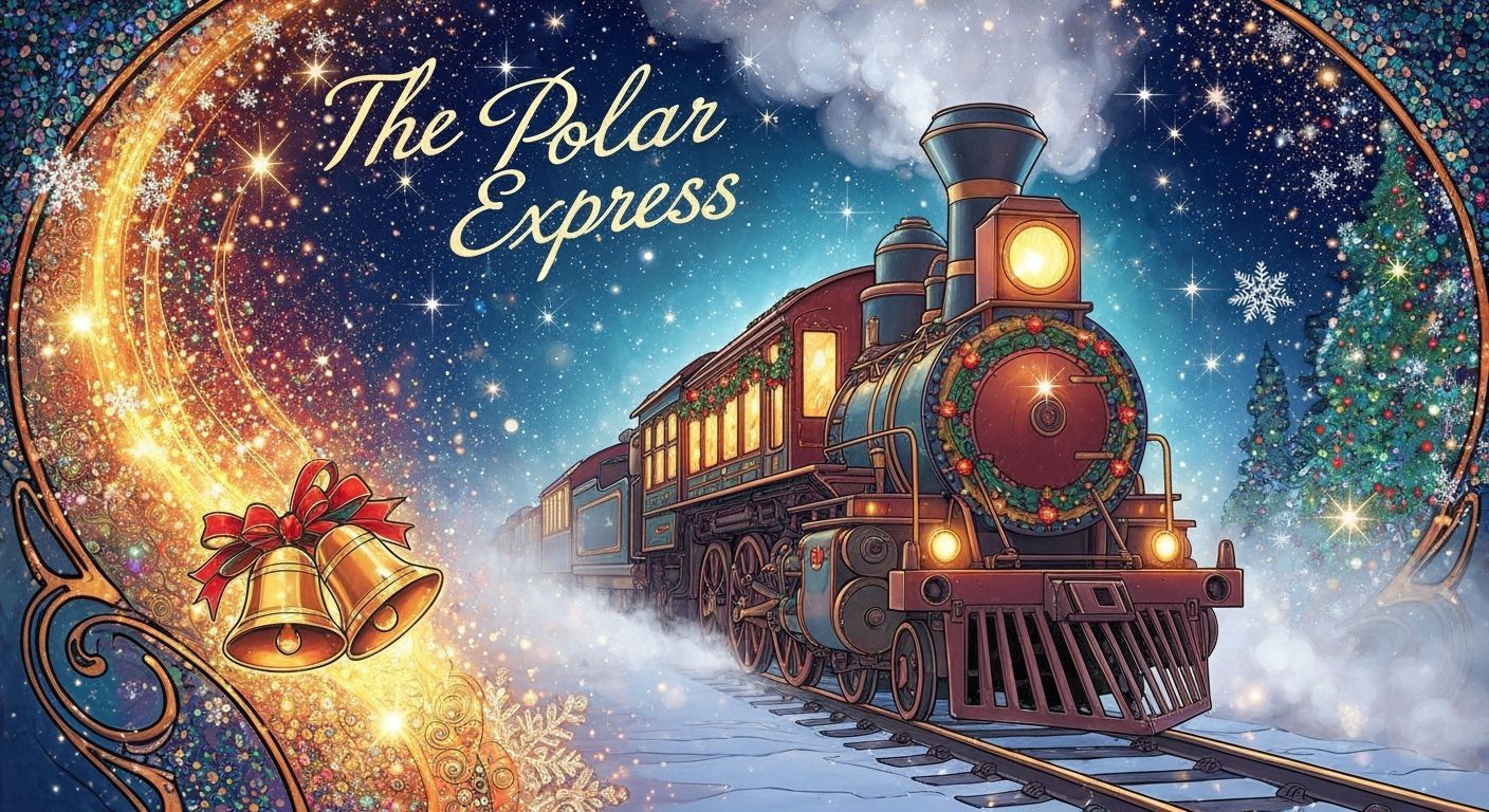 The Polar Express Christmas Train in Art Nouveau Style