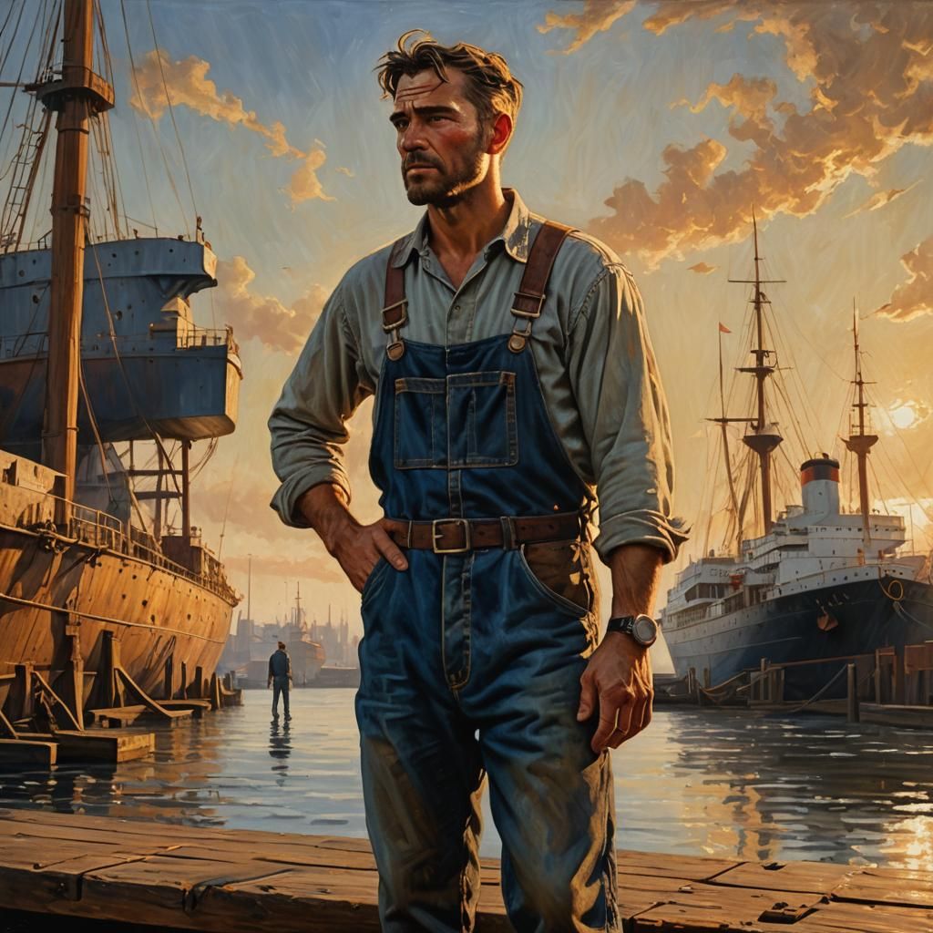 Titanic Era Port Scene in Romantic Realism Style