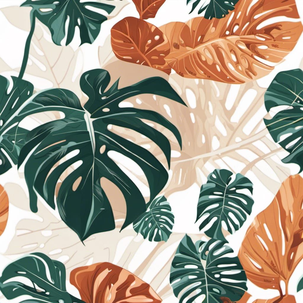 Minimalist Monstera Leaves on White: Abstract Art