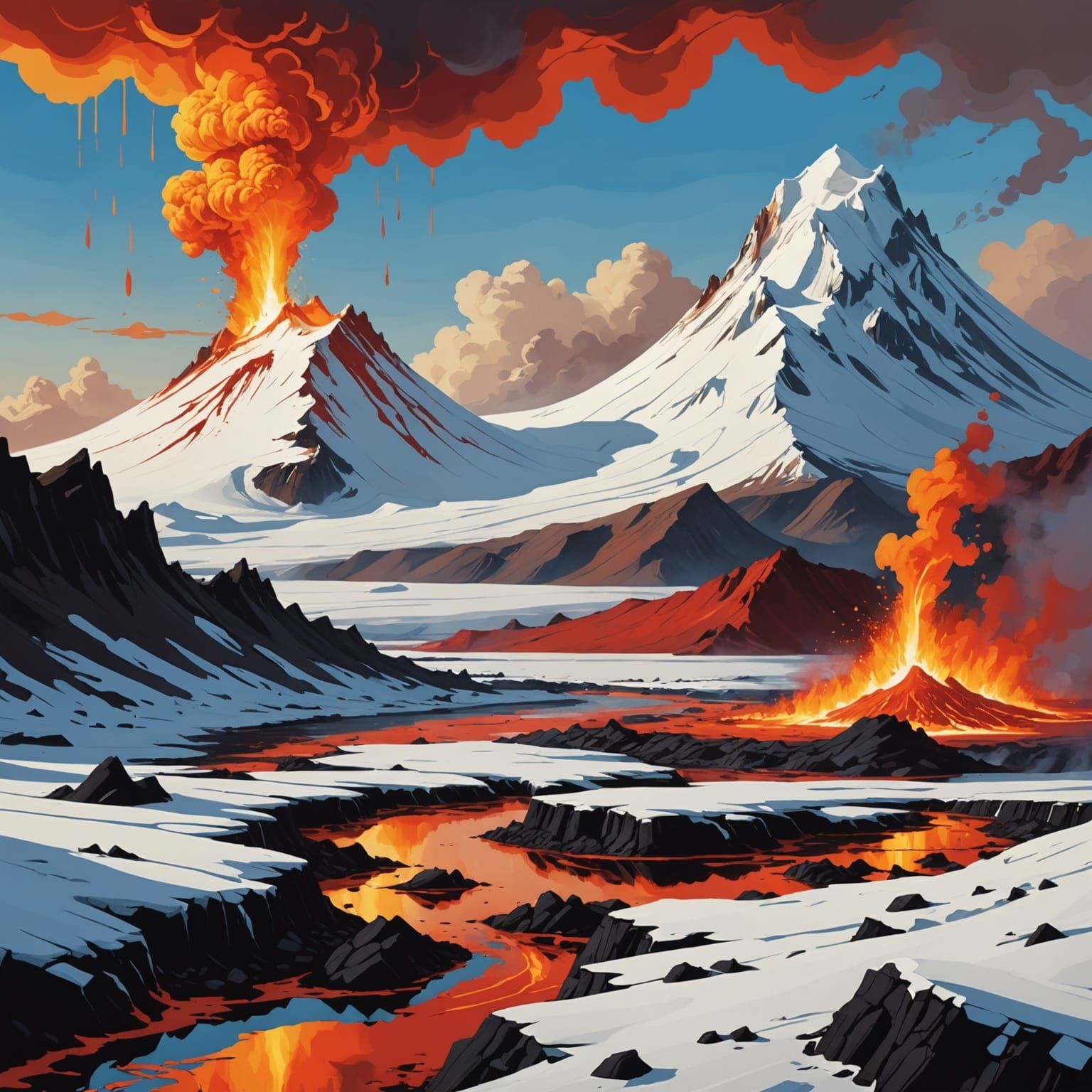 Arctic vs Volcano: A Landscape of Fire and Ice