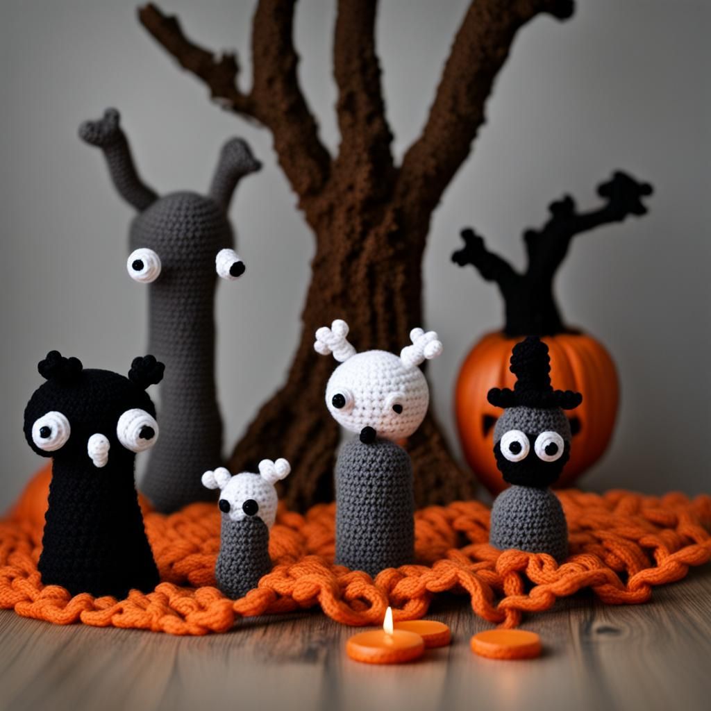 Crocheted Spooky Forest: AI-Generated Art