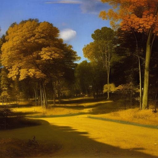 Autumnal Snake in Forest, Inspired by Classical Masters