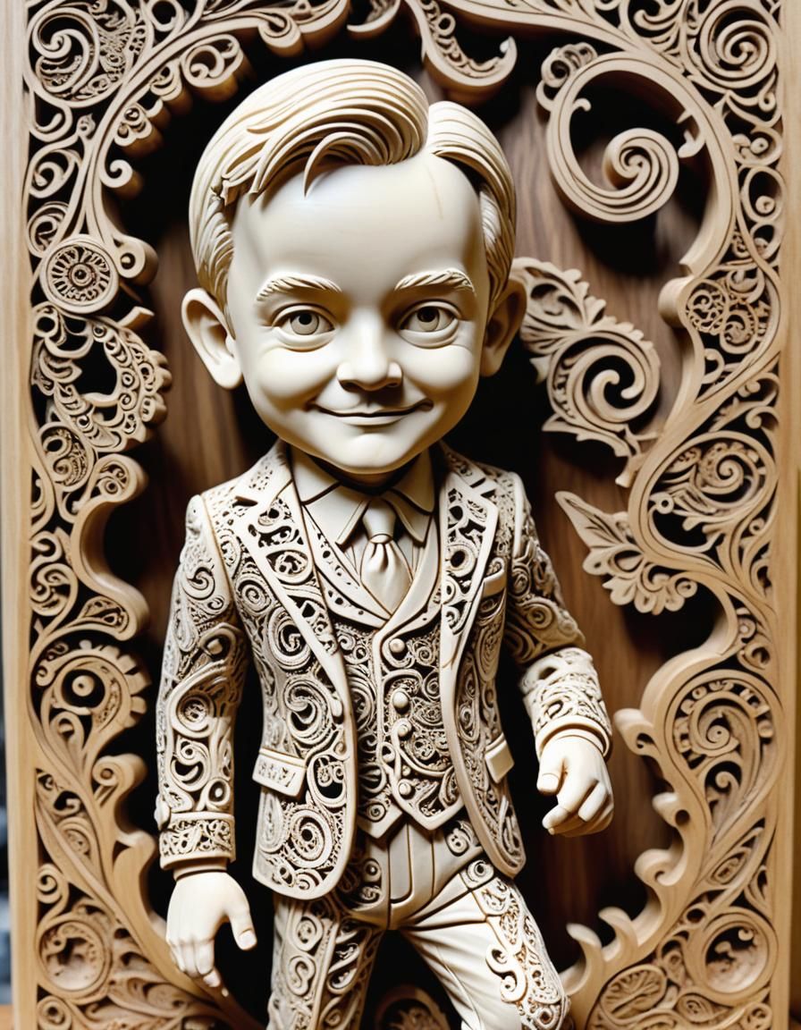 Miniature Thomas Lennon in Paisley Lace Carving