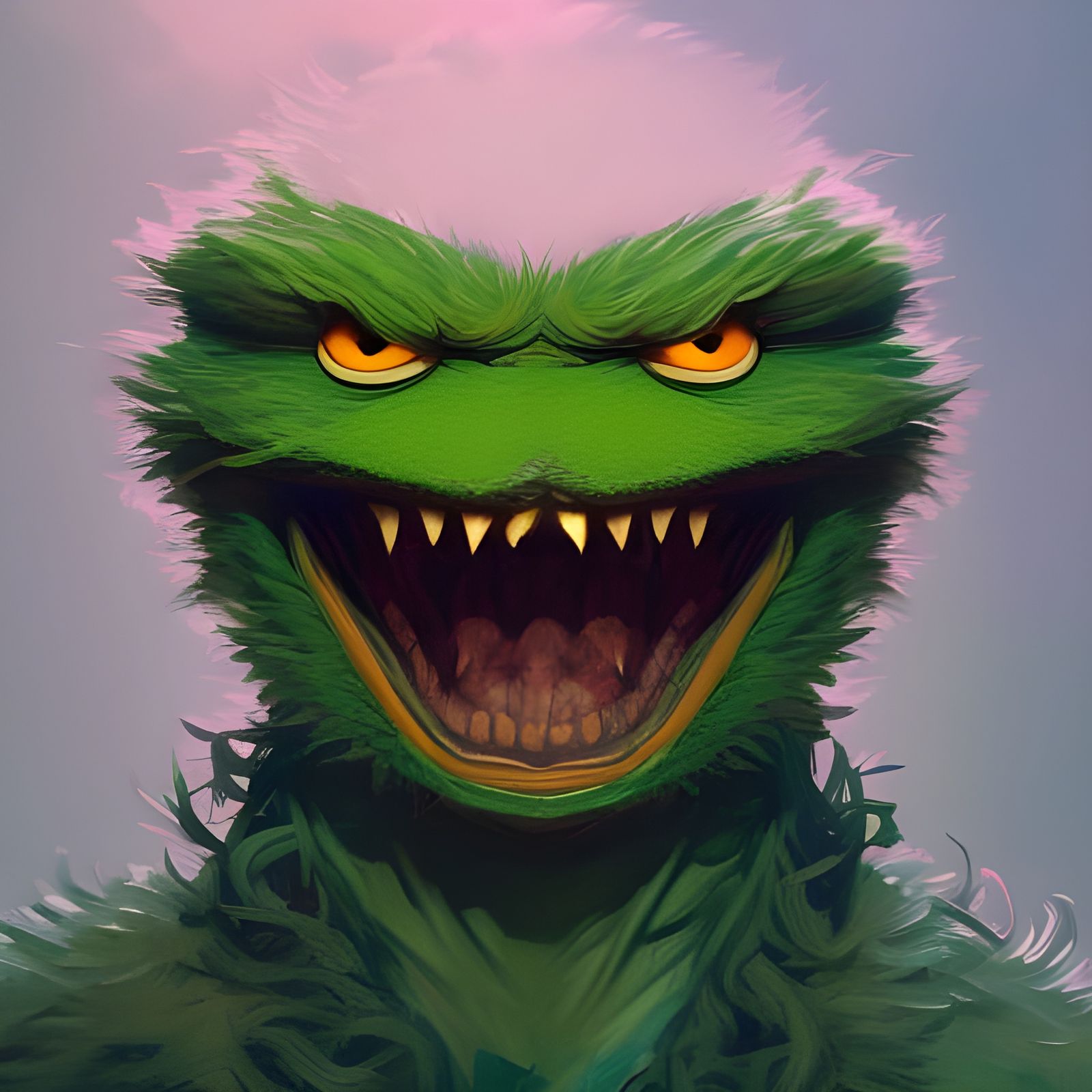 Evil Oscar the Grouch Portrait in Art Nouveau Style