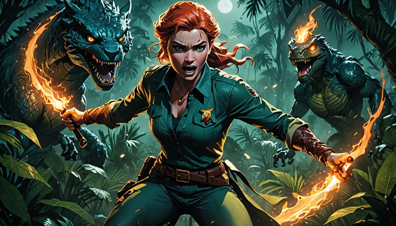 Elsa Bloodstone in Jungle Fight: Comic Book Art