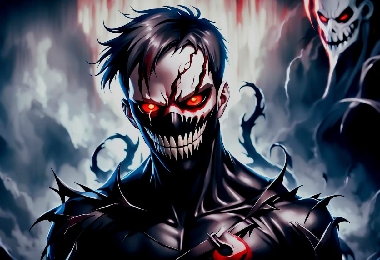 Eerie 3D Portrait with Sinister Shadows