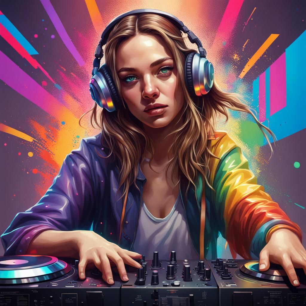 Hyperrealistic Party Girls in Splash Art Style