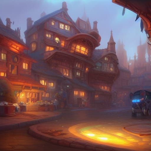 Autumn Market Stall in Painterly Style