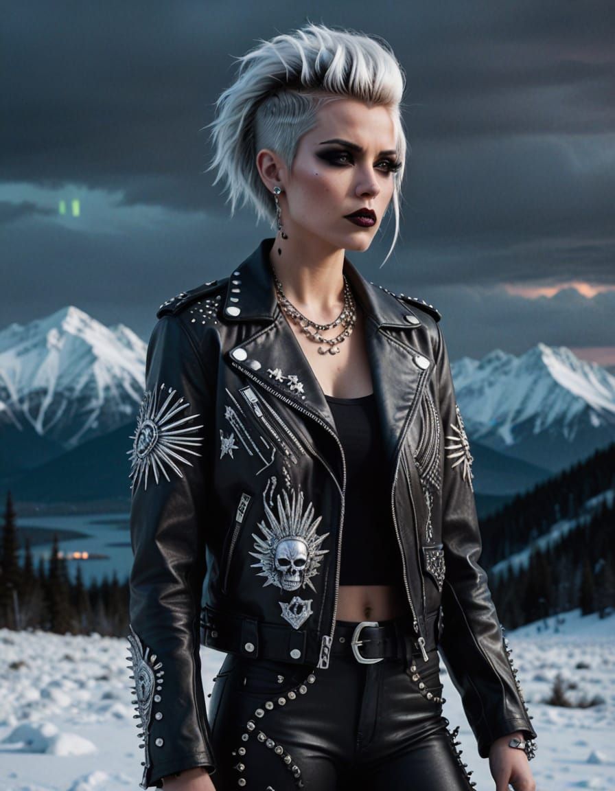 Punk Goddess in Canadian Mountains Hyper-Realistic Concept A...