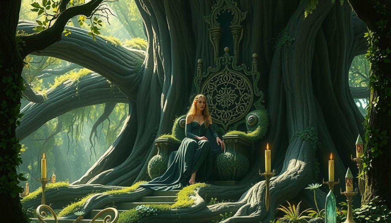 Elven Sanctuary in Ancient Tree, Hyperrealistic Style