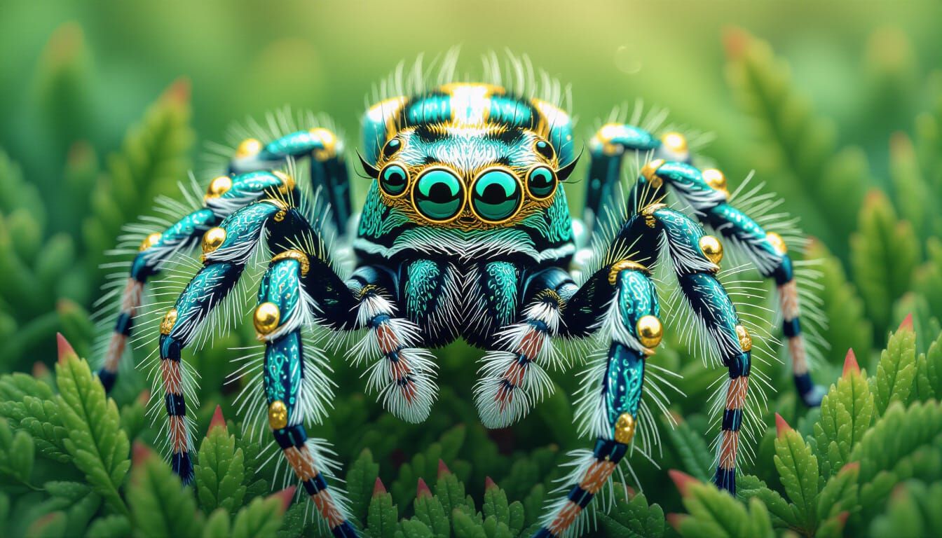Ornate Jumping Spider with Fractal Patterns