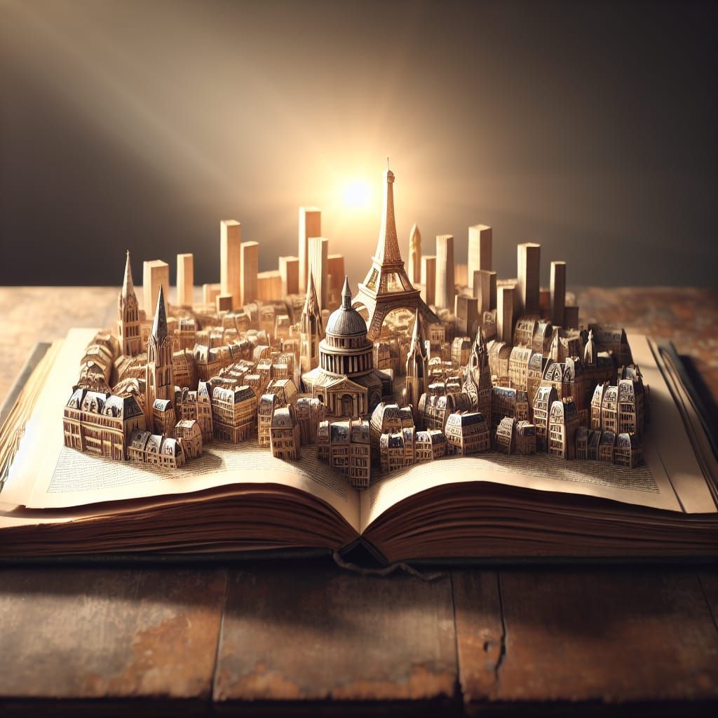 Parisian Cityscape Unfolds from Open Book
