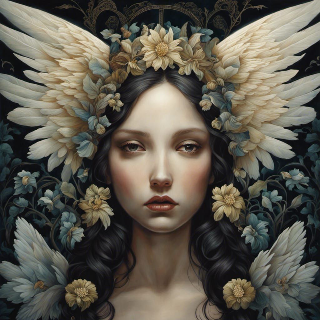 Whimsical Angel Portrait in Illustrative Style