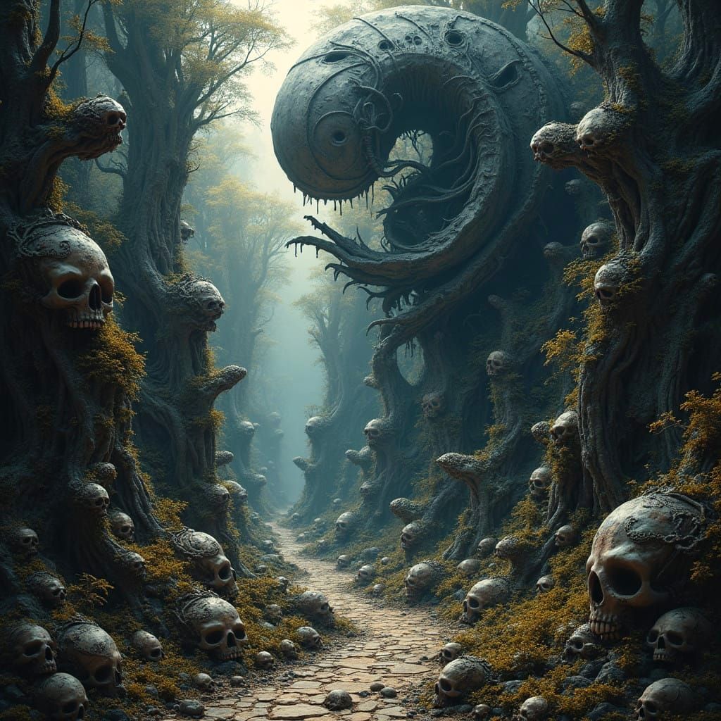 Surreal Biomechanical Nightmare Landscape in Dark Hypercompl...