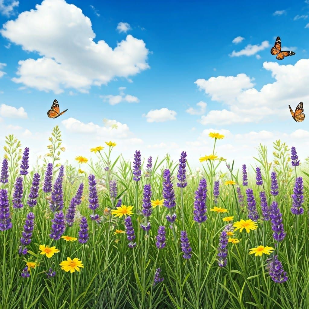 Vibrant Wildflowers in a Serene Meadow Scene