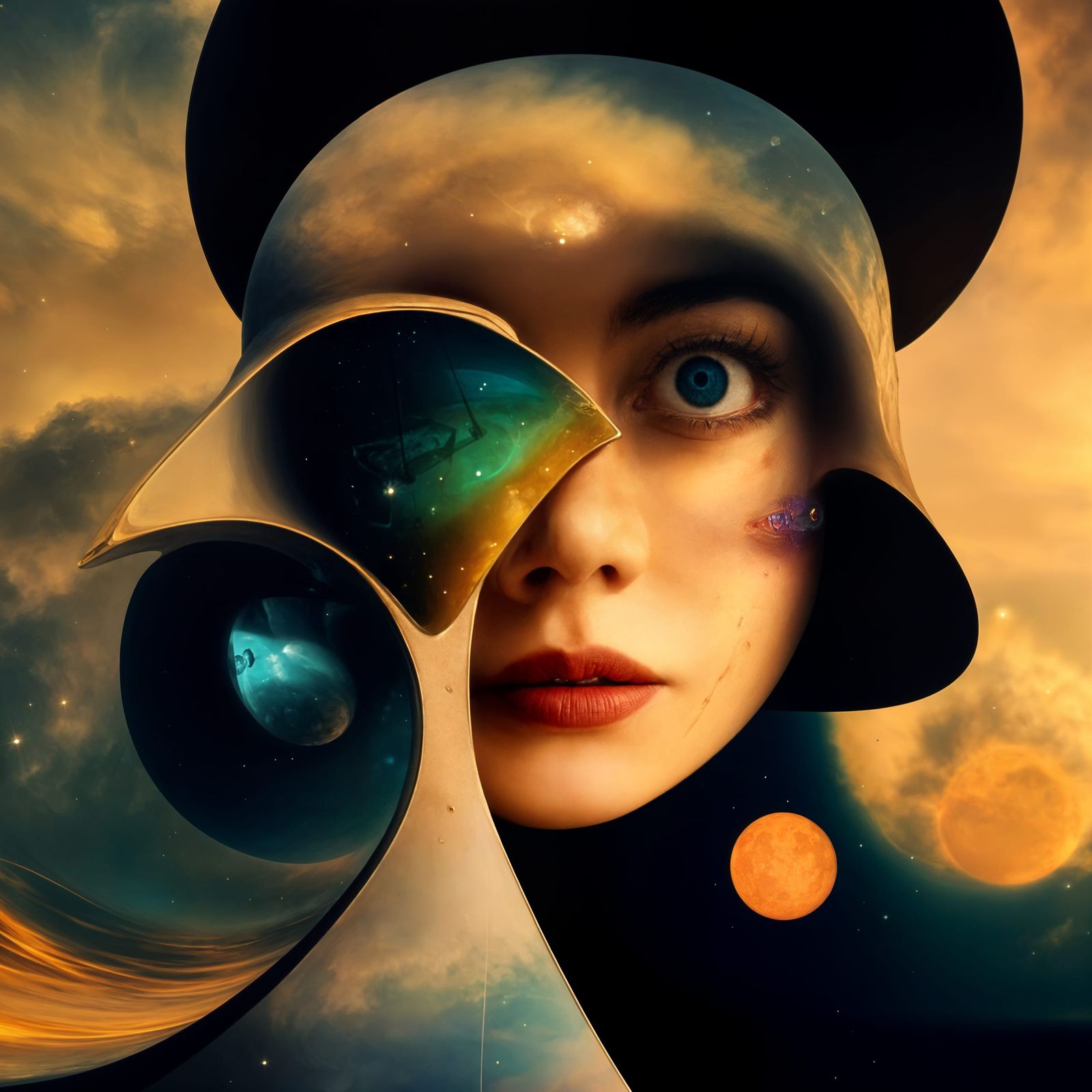 Magical Realism: Spaceships Orbiting in Dreamy Space