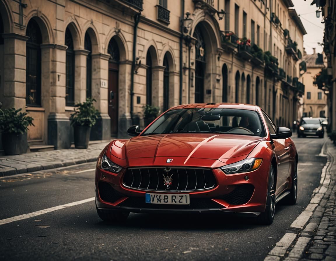 Dramatic Film Still of a Realistic Maserati V8