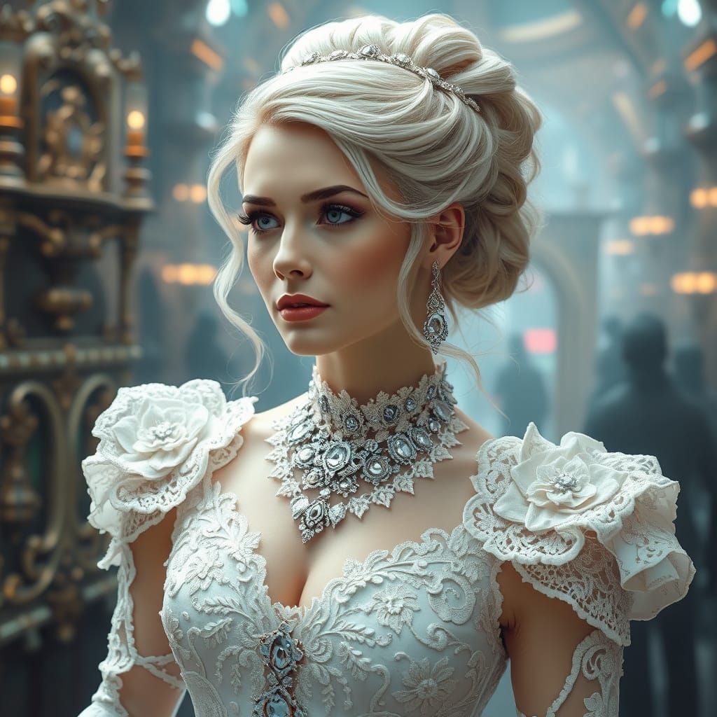 Baroque Beauty in Cyberpunk Setting