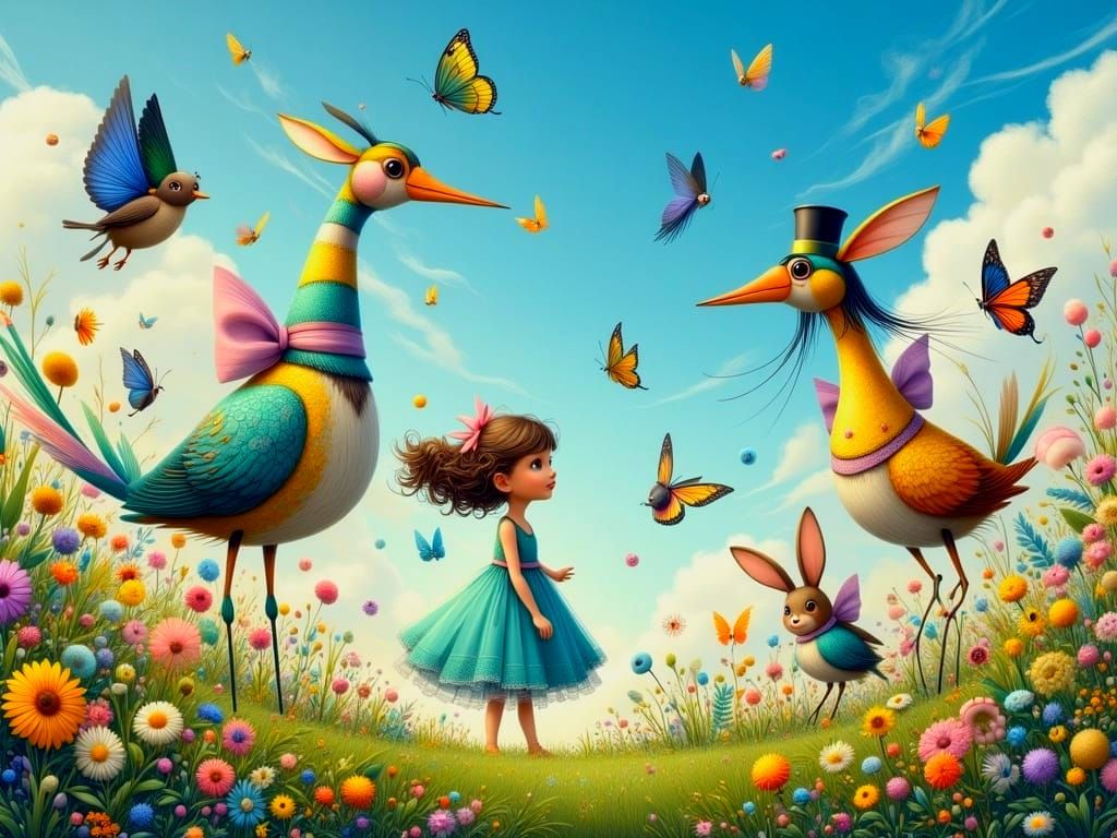 Little Girl in Whimsical Floral Wonderland