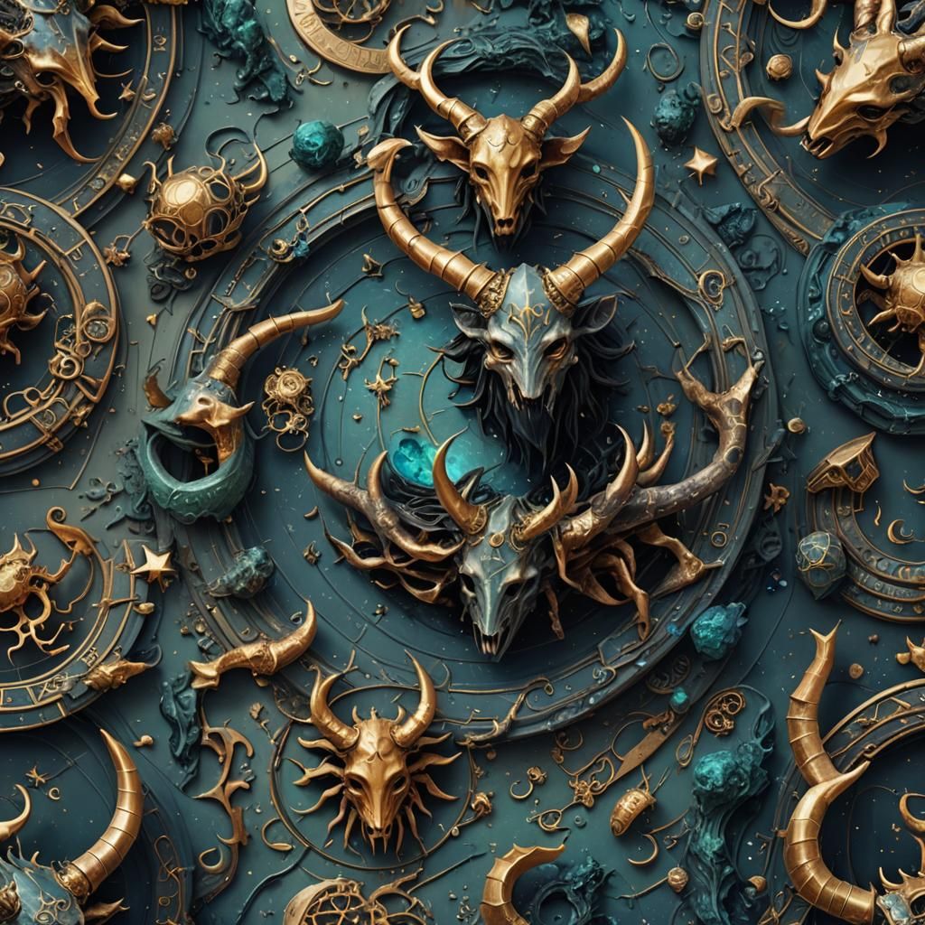 Cancer Zodiac Mix with Horns: Fantasy Art