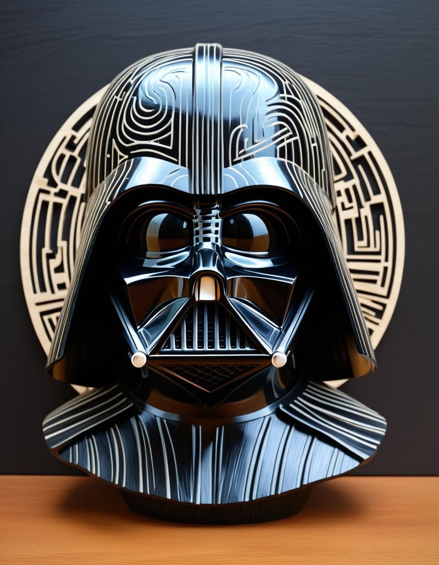Darth Vader Wood Carving in Nueva Figuración Style