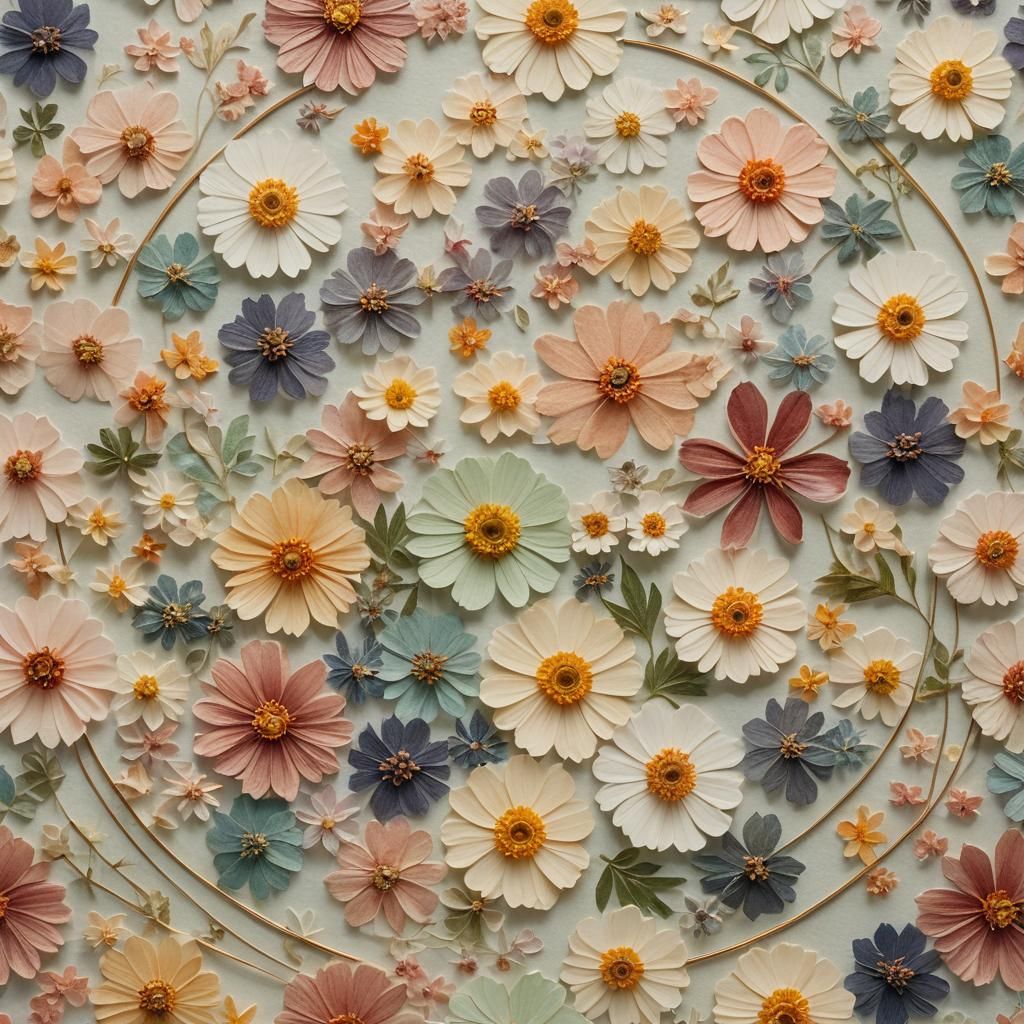 Japanese Pressed Flower Art on Washi Paper