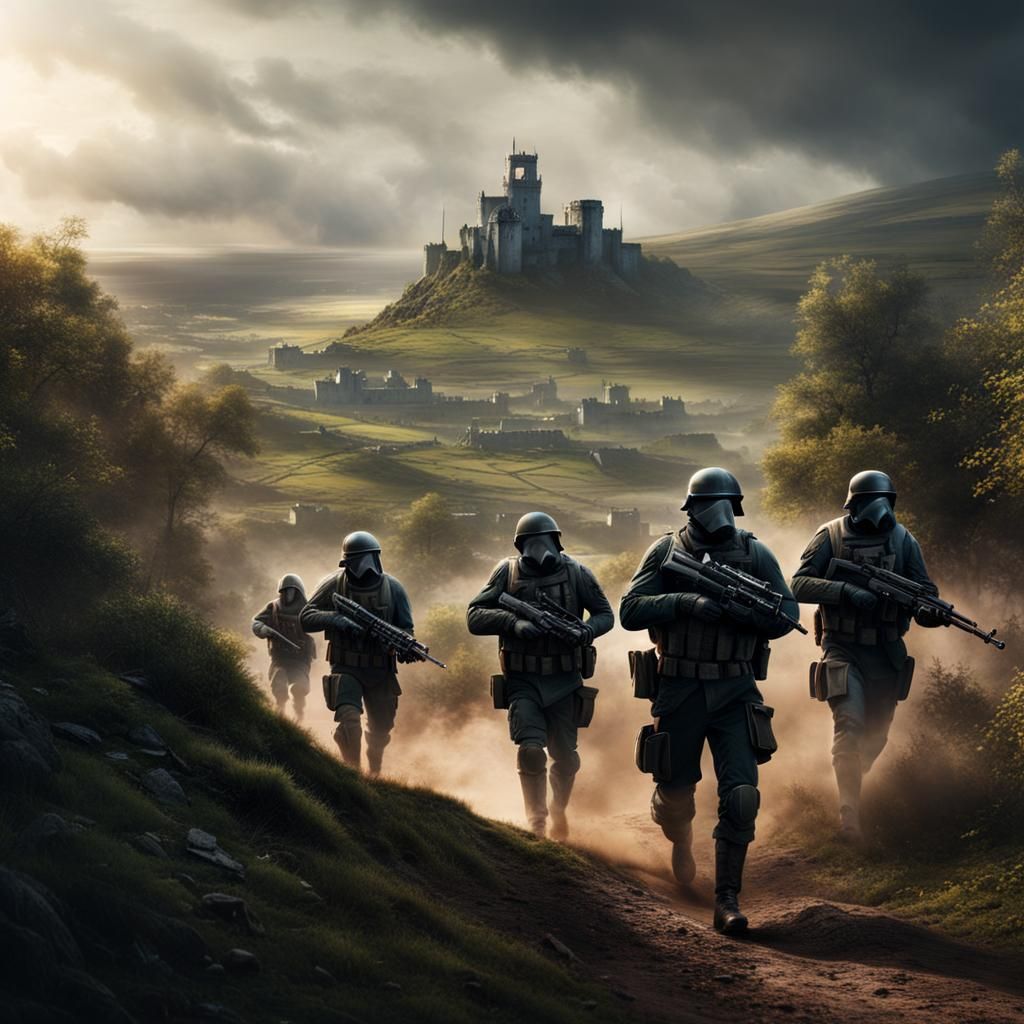 Imperial Guard Troopers Advance: Digital Matte Painting