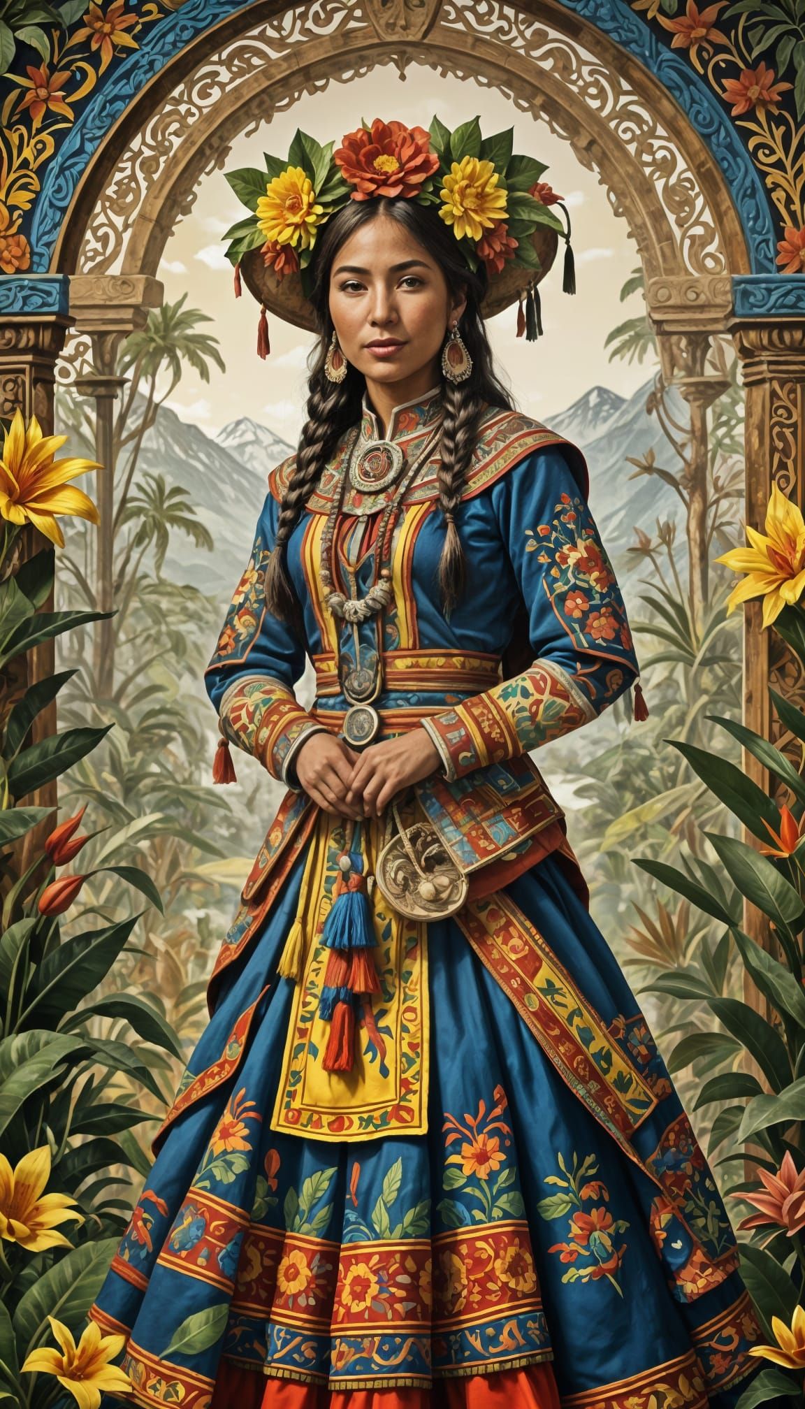 Ecuadorian Woman in Traditional Folk Outfit