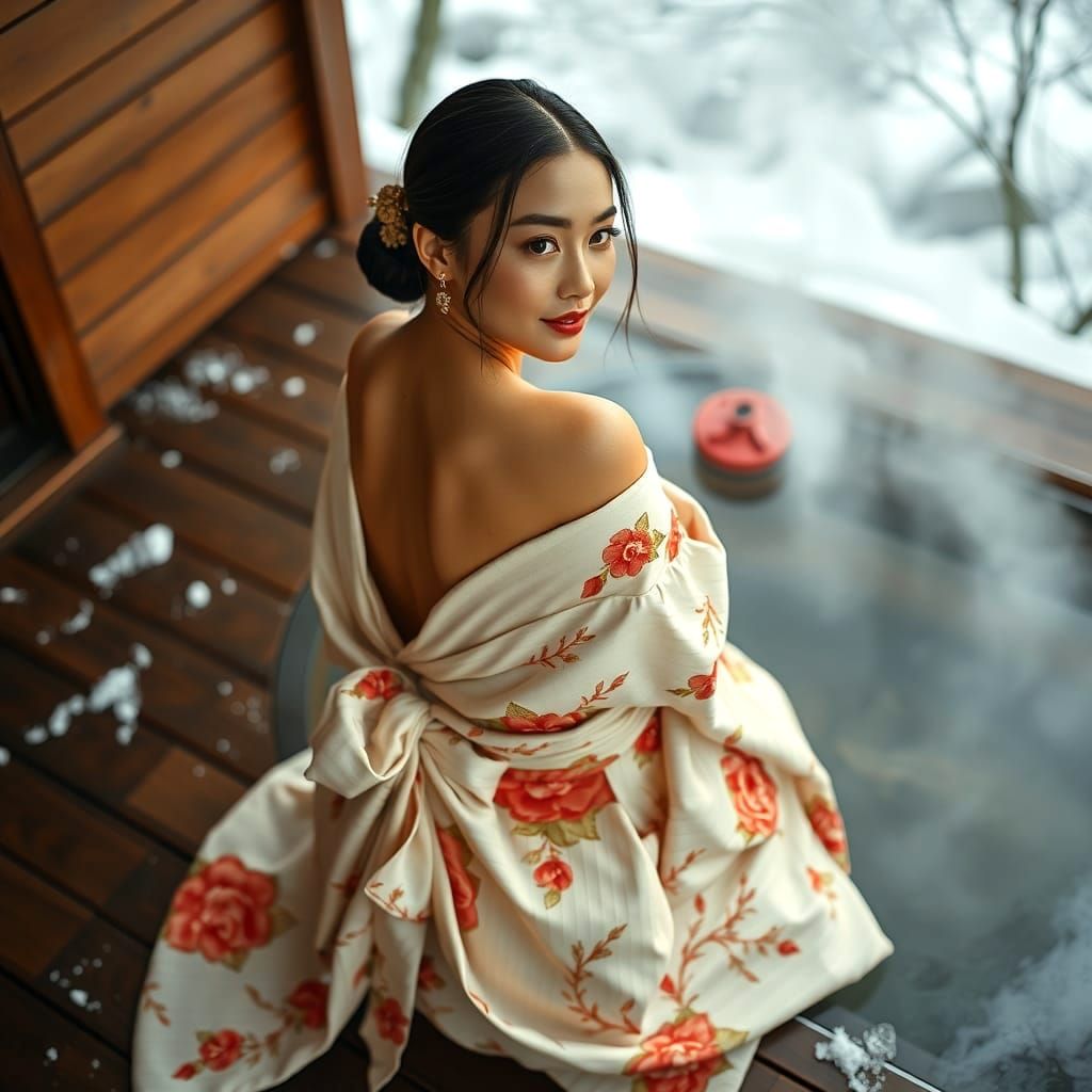 Elegant Woman in Kimono: Fantasy Portrait