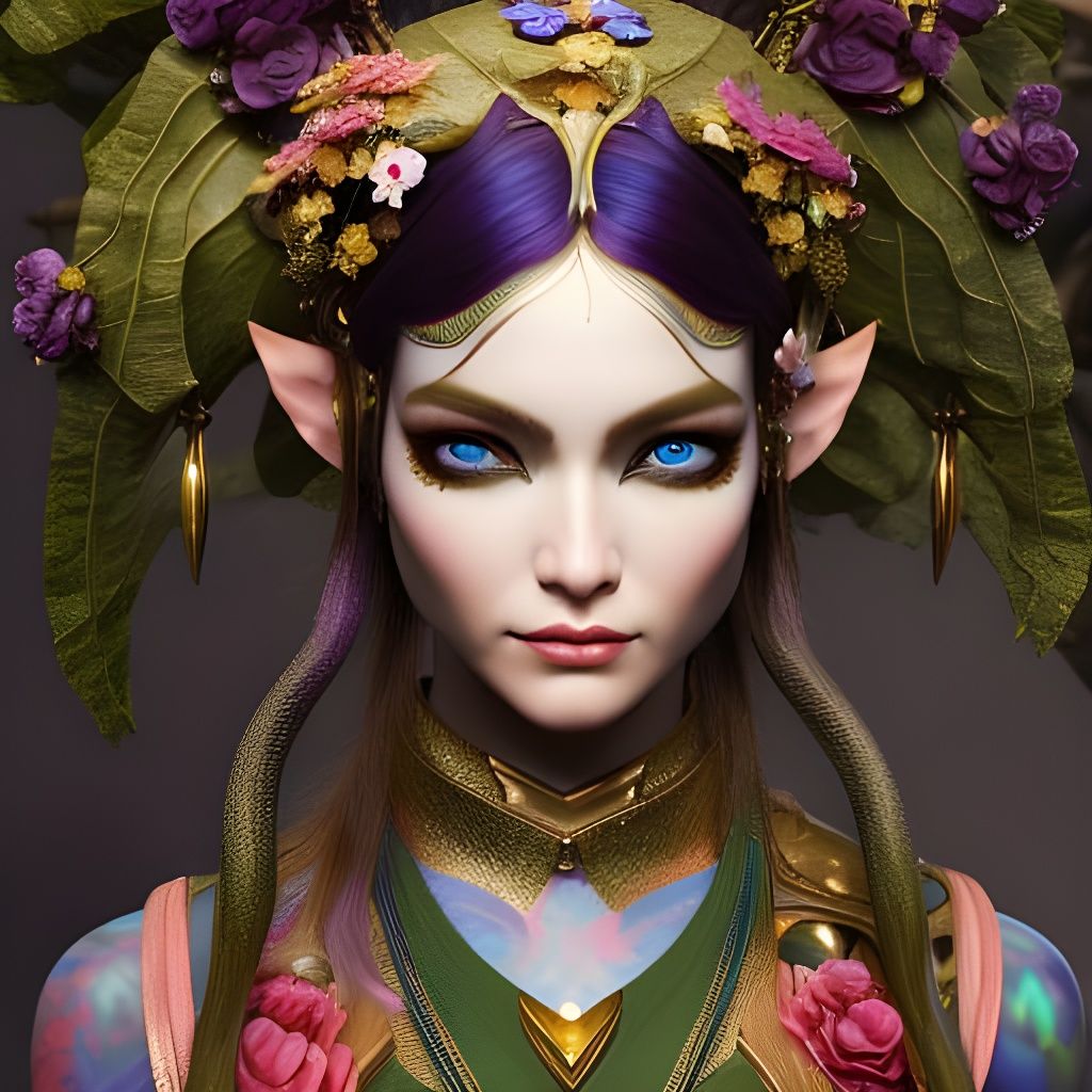 Elf Girl Portrait in Detailed Matte Painting Style