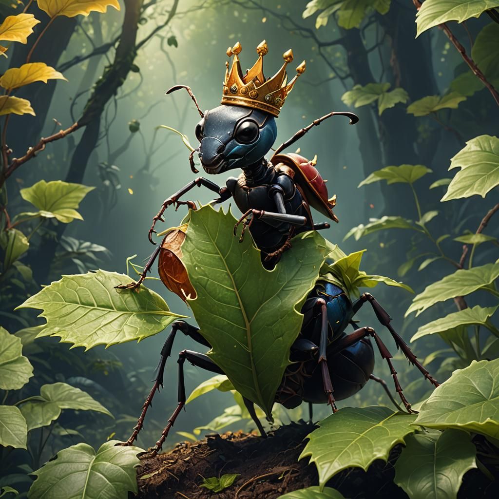 Ant King on Leaf, Fantasy Concept Art