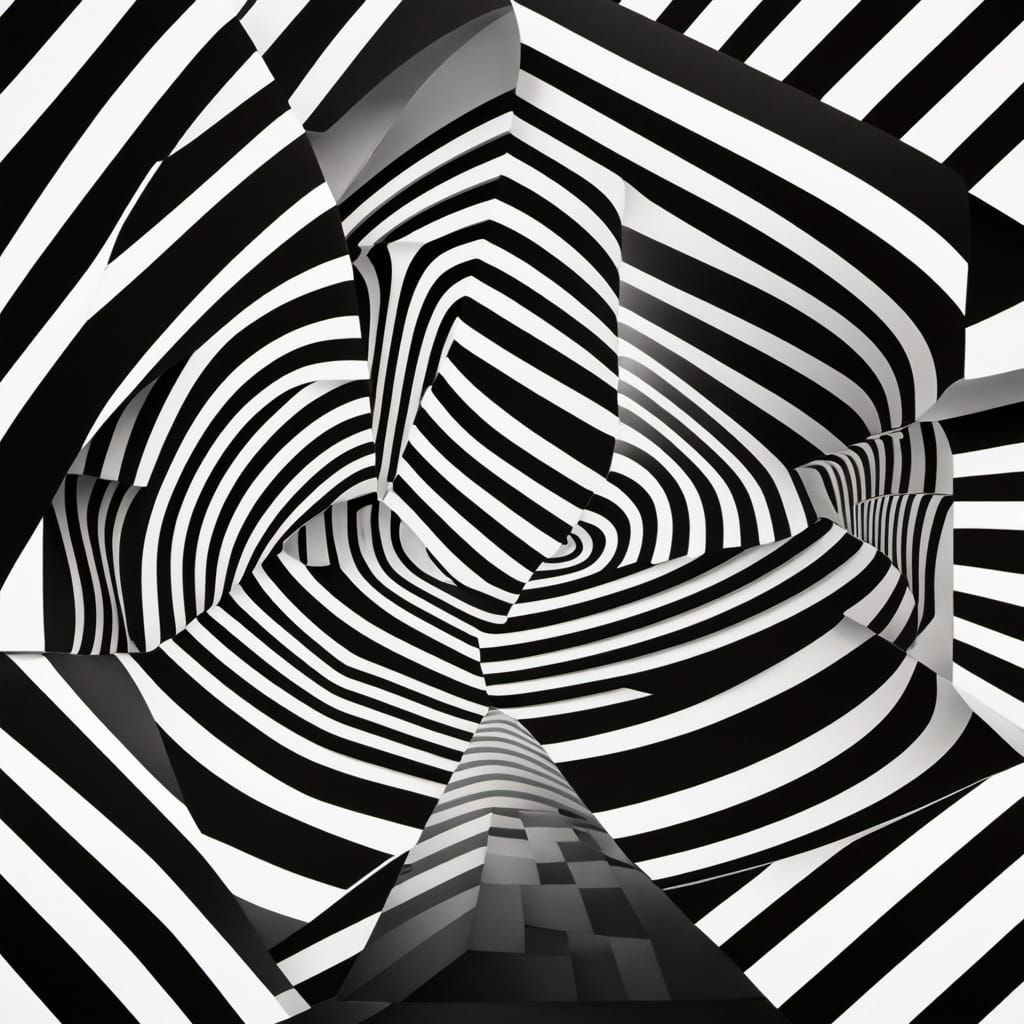 Optical Illusion Art in Black and White Stripes
