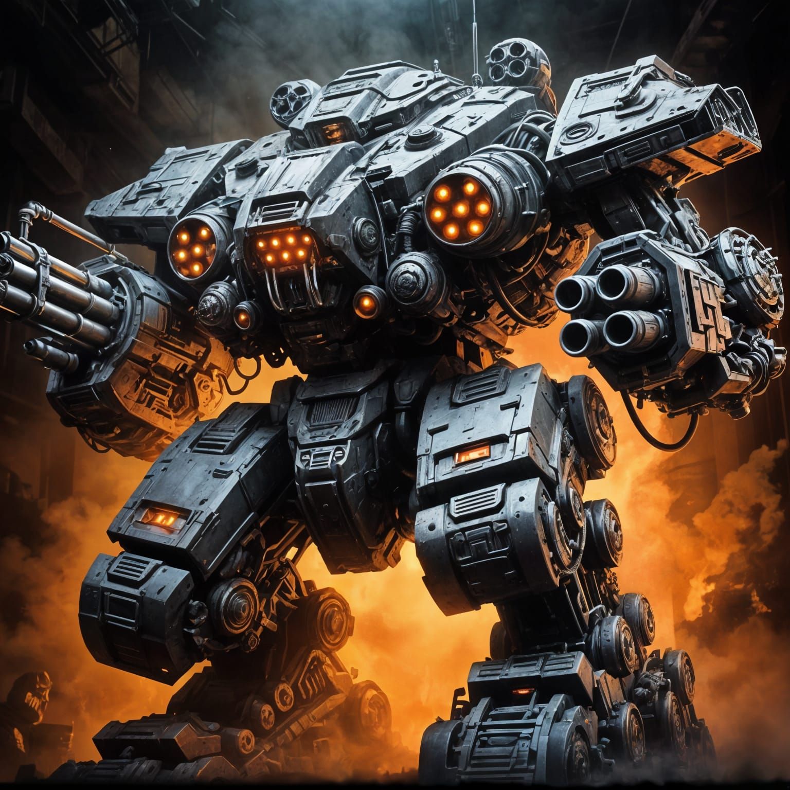 Cyberpunk Tank in Brutalist Exoarmor