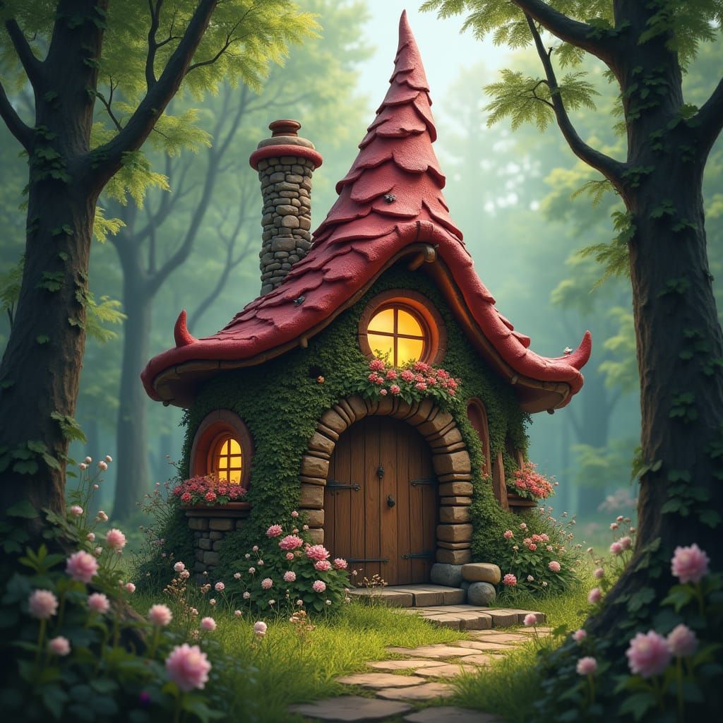 Enchanted Gnome House in Forest