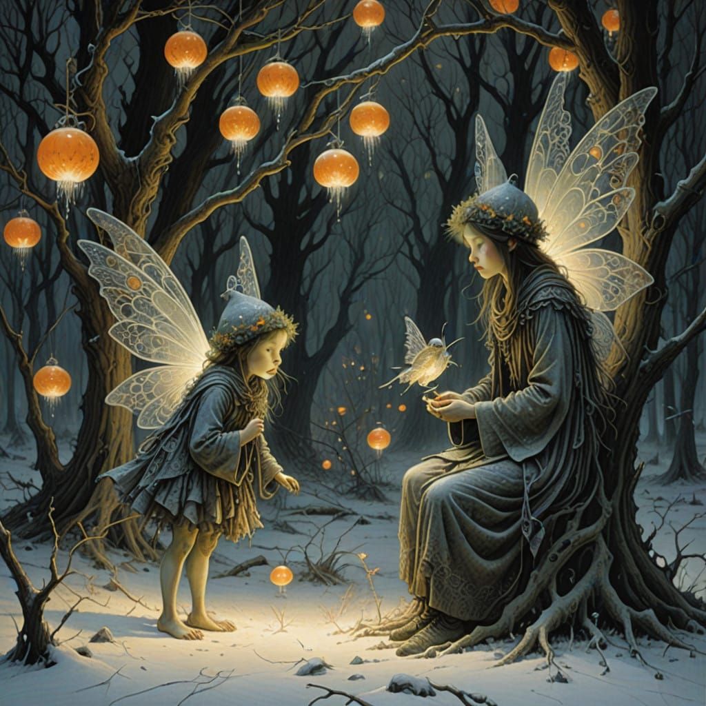 Luminous Crystal Mandarin in Whimsical Fairy Forest