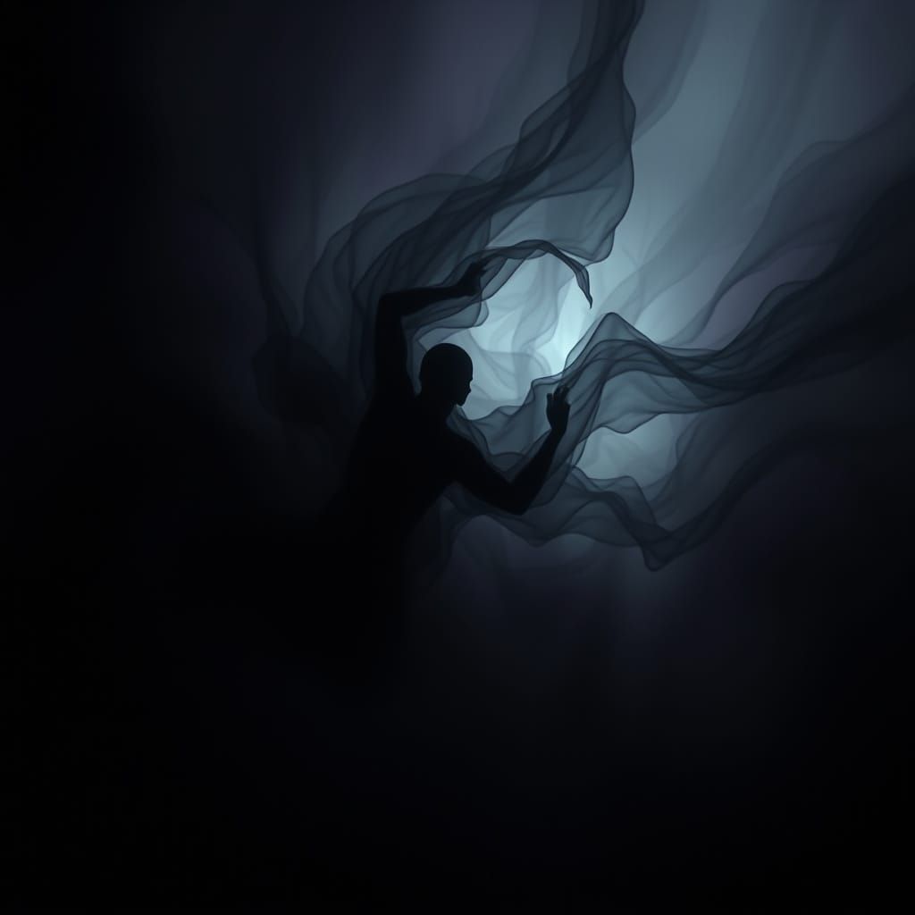 Ethereal Forms Dissolving into Dark Void