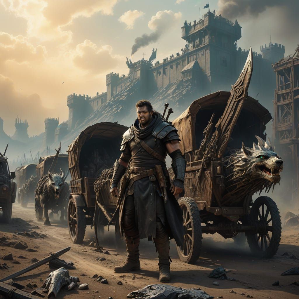 Warrior's Convoy in a Mad Max Fantasy World