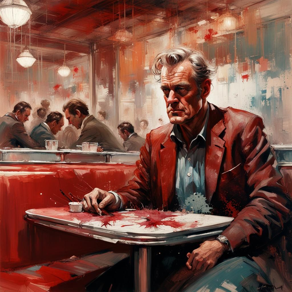 James Arness in 1950s Diner, Textured Speed Paint