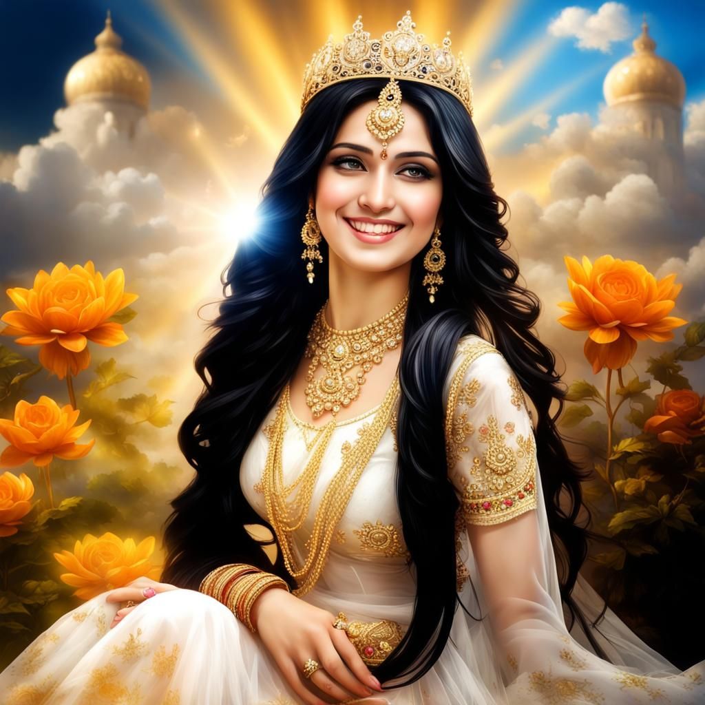 Goddess with Floral Crown in Divine Light