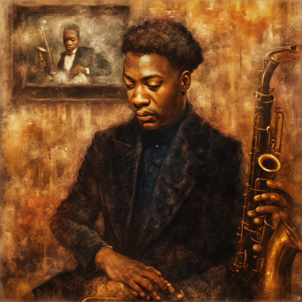 Harlem Renaissance Jazz Musician with Saxophone