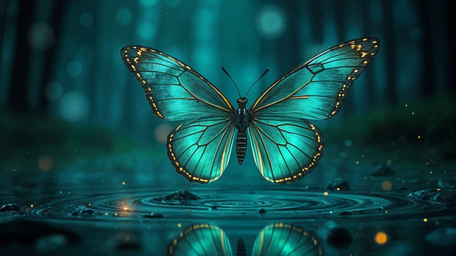 Luminous Magical Butterfly in Hyperrealistic Twilight Scene