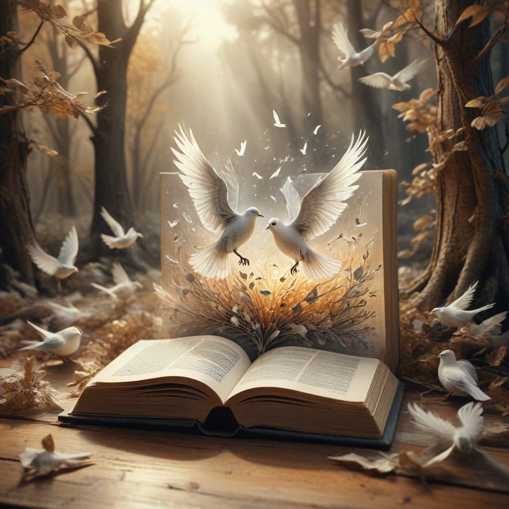 Whimsical Vintage Book in a Dreamy, Ethereal Setting