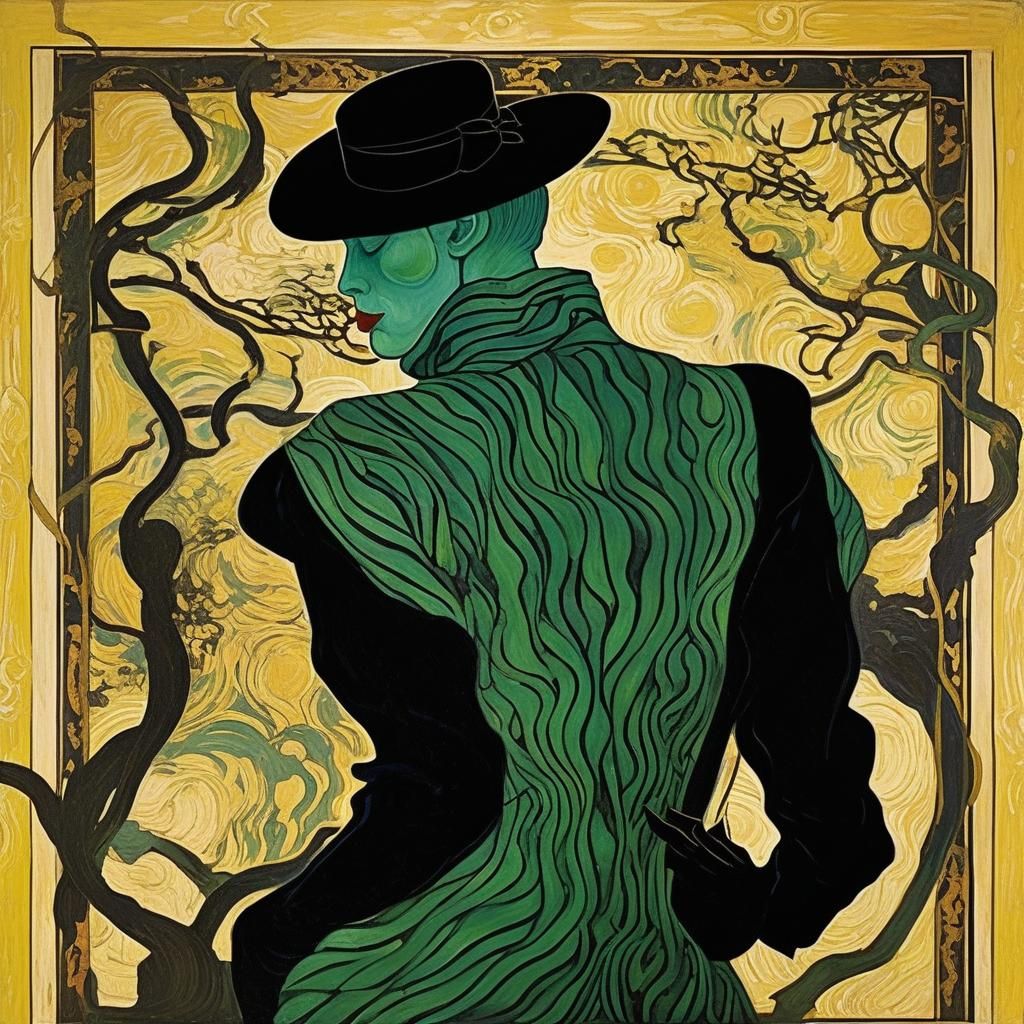 Serpentine Silhouettes in Art Nouveau Style