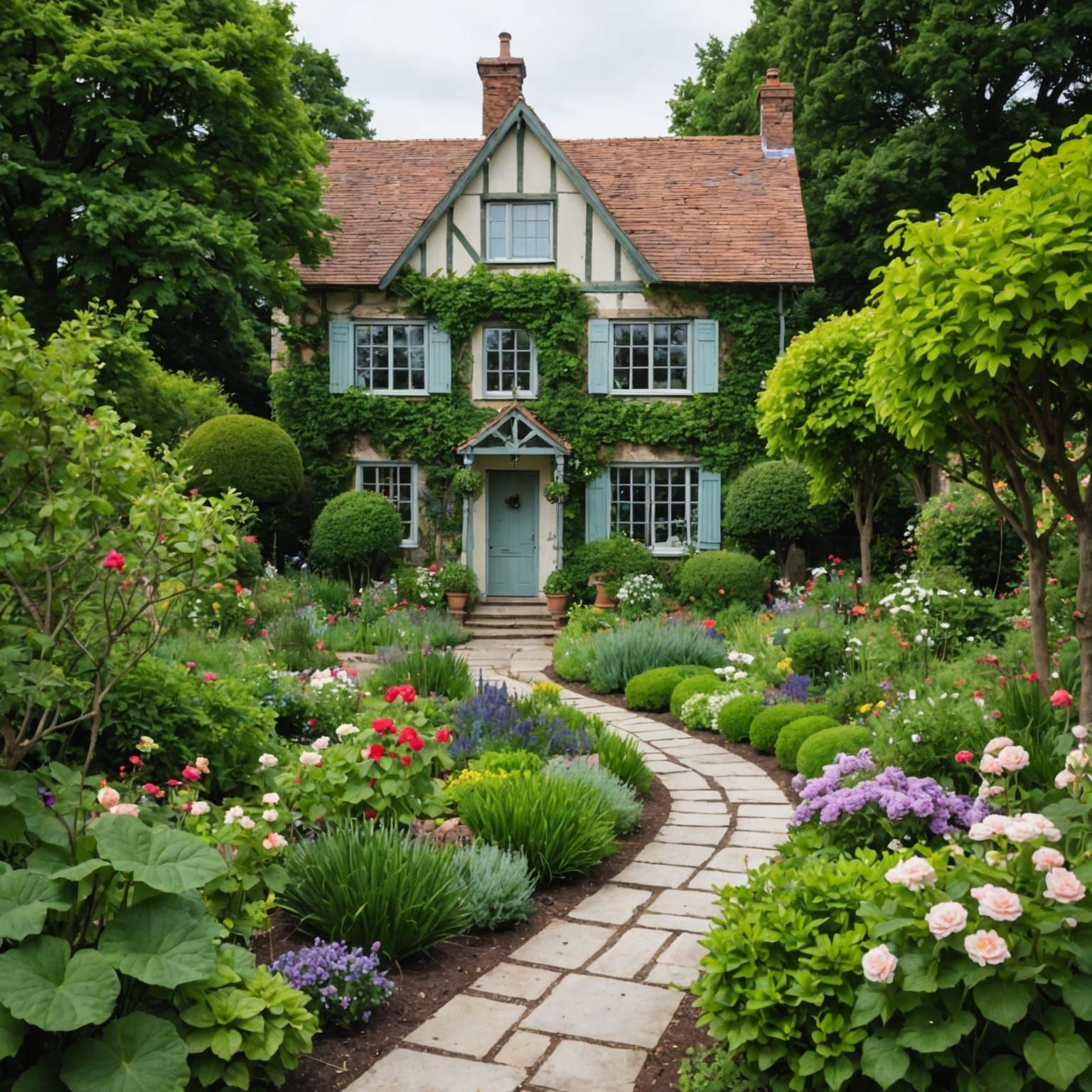 Idyllic House and Garden Scene